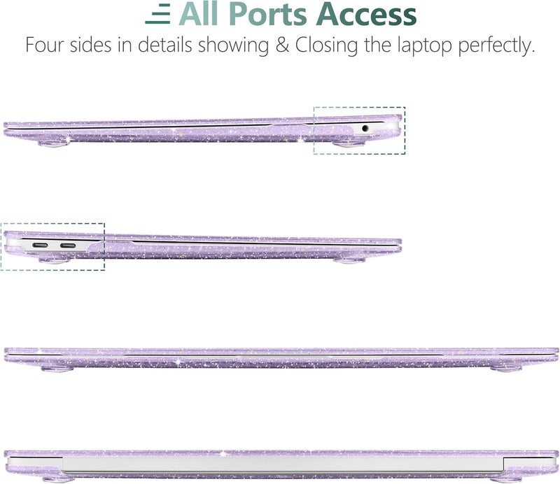 DONGKE for MacBook Air 13 inch Case 2021-2018 Release A2337 M1 A2179 A1932, Bling Plastic Hard Shell Case & Keyboard Cover Only Compatible with MacBook Air 13 inch Retina Fits Touch ID, Sparkly Purple - Image 5